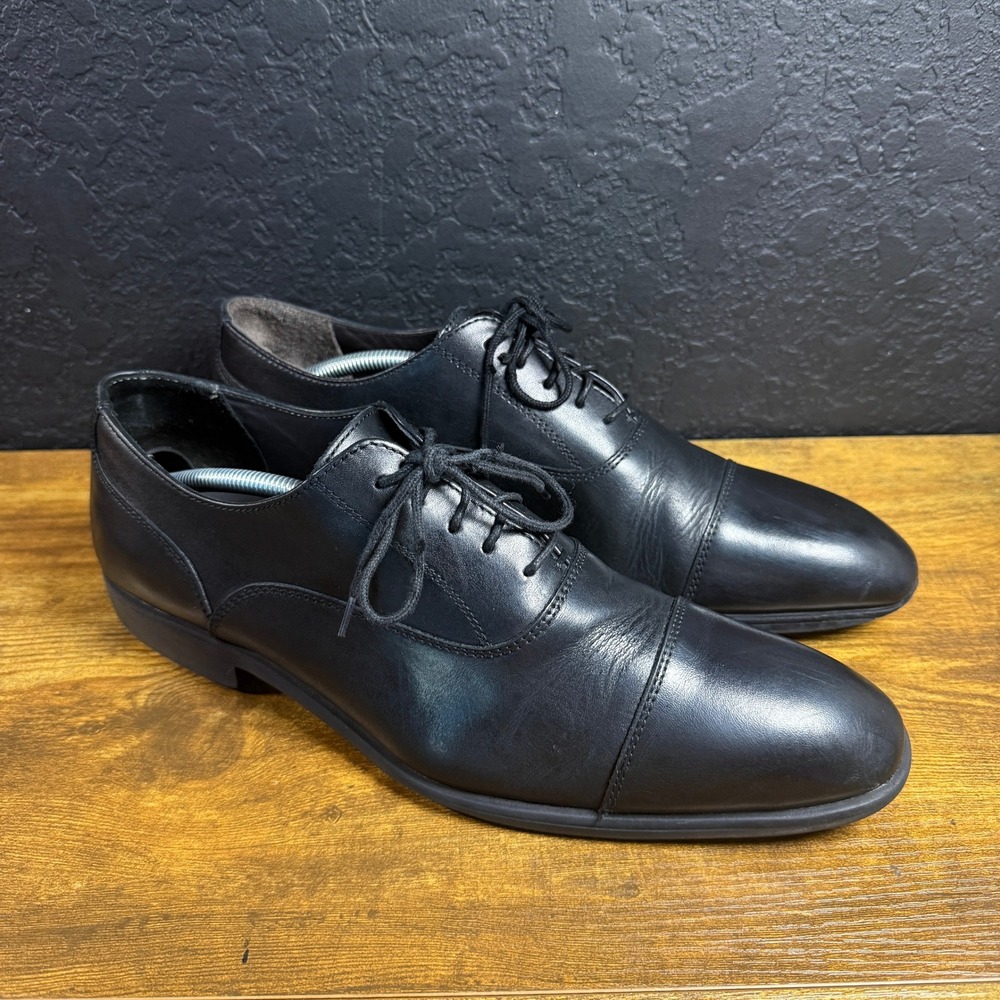 Vittorio Russo Cap Toe Black Leather‎ Oxford Dress Shoes Mens 11
